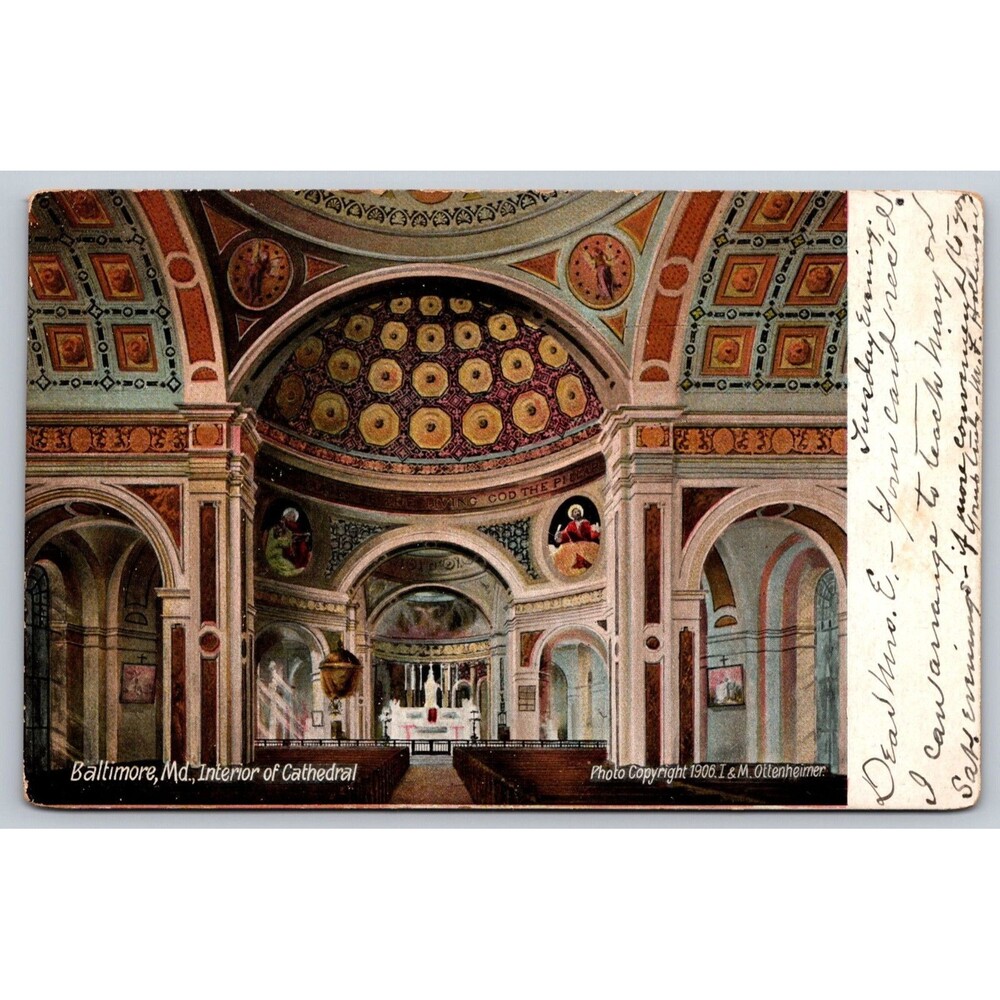 1906 Baltimore Maryland Interior of Cathedral Antique Postcard Ottenheimer MD